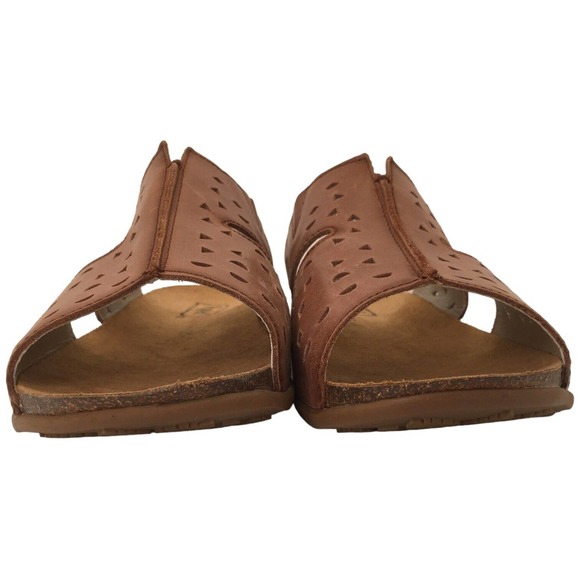 Propet Fionna Leather Cork Laser Cut Slides Sandal Womens Brown 7 - Picture 9 of 14